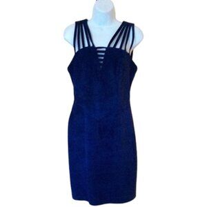 VINTAGE  Suede Dress - Dark Blue   XS